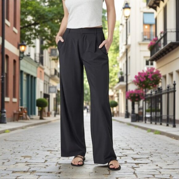 NWT Vuori Villa Trouser Wide Leg Pant in Black Small Short - Picture 1 of 10